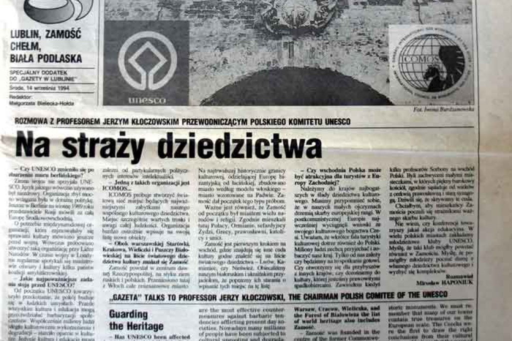 Gazeta w Zamościu na UNESCO