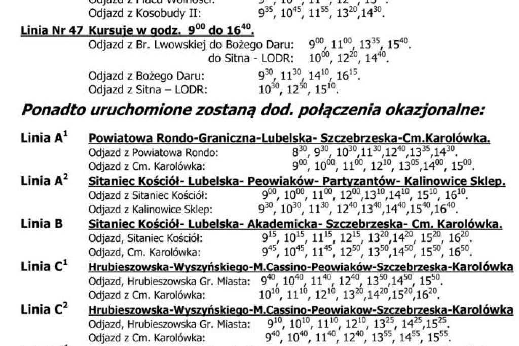 Komunikacja MZK 1 i 2 listopada