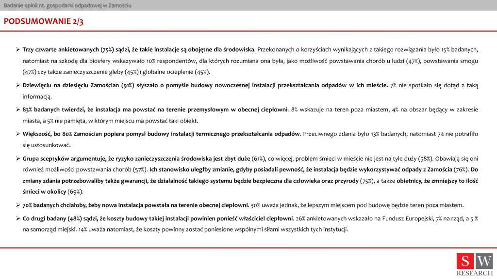 Badanie opinii nt. gospodarki odpadowej w Zamościu