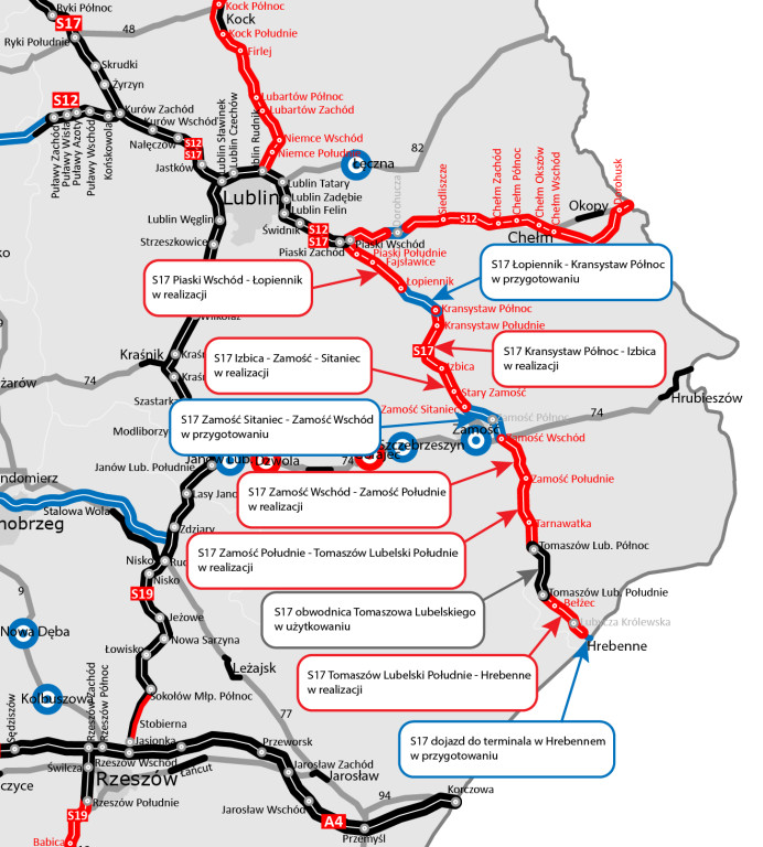 Budowa S17 na południe od Zamościa