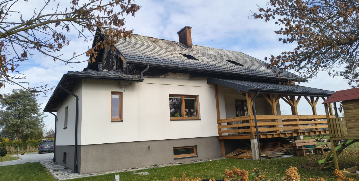 Pożar domu w Białobrzegach