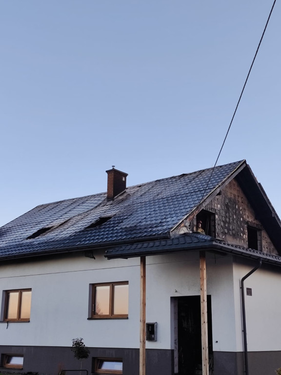 Pożar domu w Białobrzegach