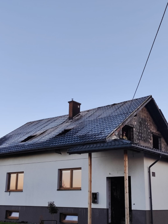 Pożar domu w Białobrzegach