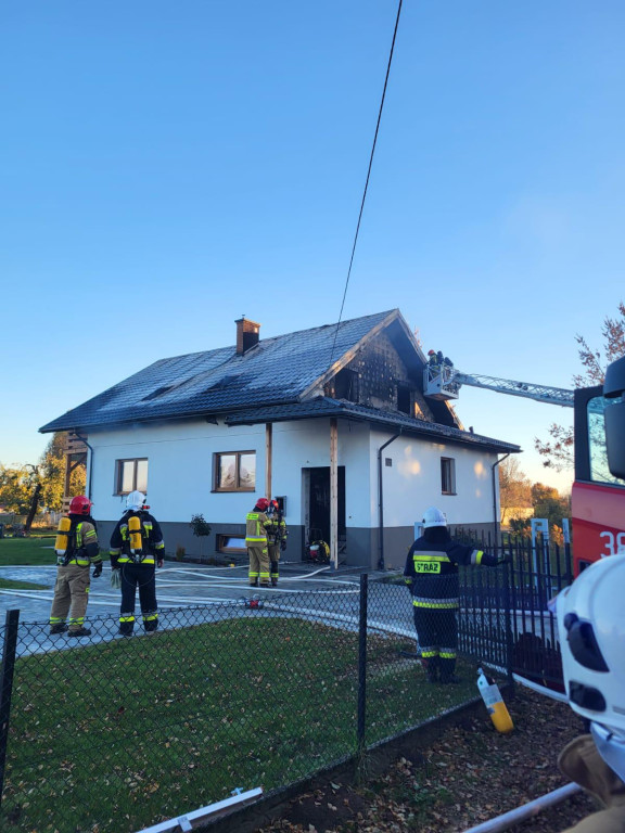Pożar domu w Białobrzegach