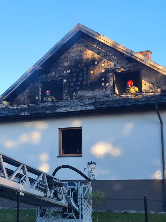 Pożar domu w Białobrzegach