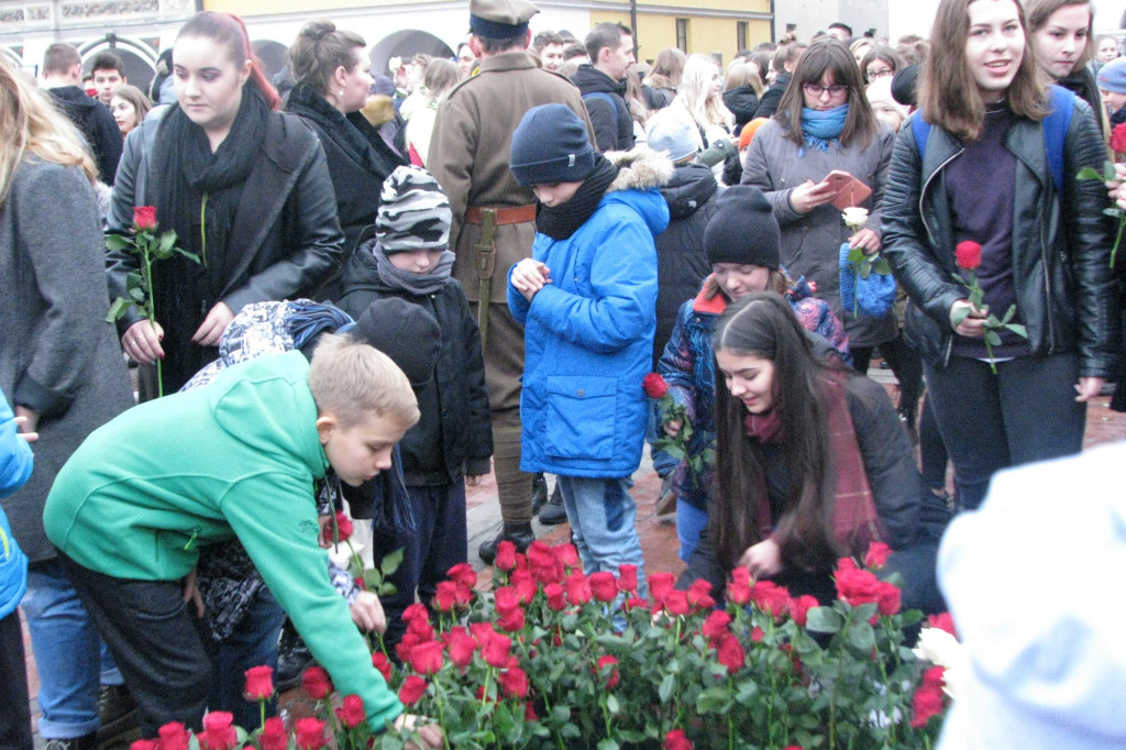 Zamość: Biało-czerwona flaga z 1000 róż [FOTO]