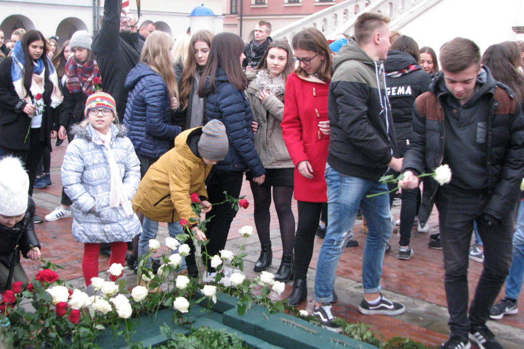 Zamość: Biało-czerwona flaga z 1000 róż [FOTO]