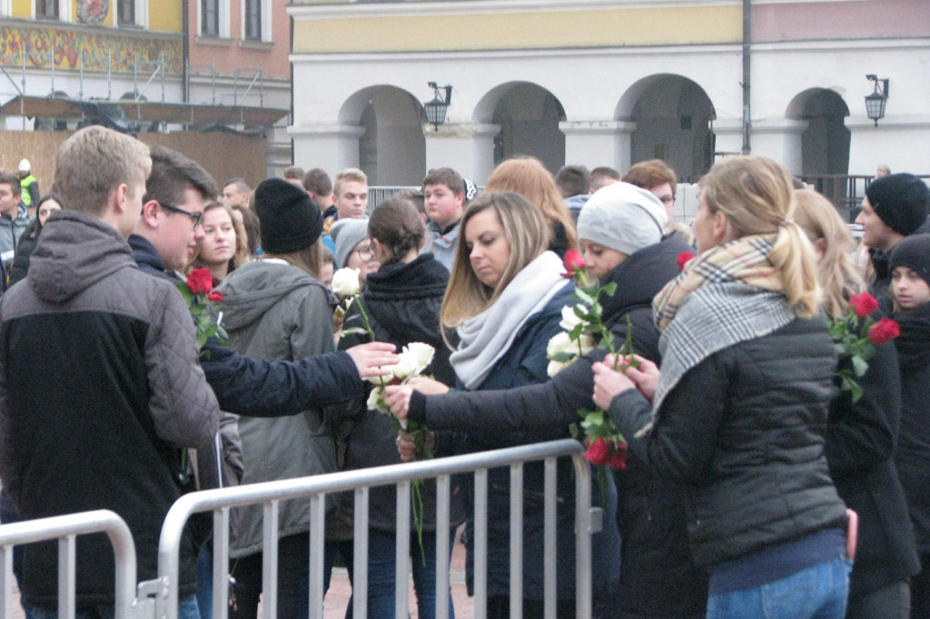 Zamość: Biało-czerwona flaga z 1000 róż [FOTO]