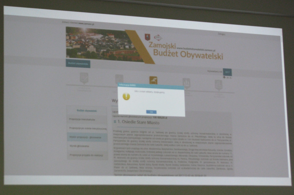 Zamość: Głosowanie na projekty Budżetu Obywatelskiego także przez Internet