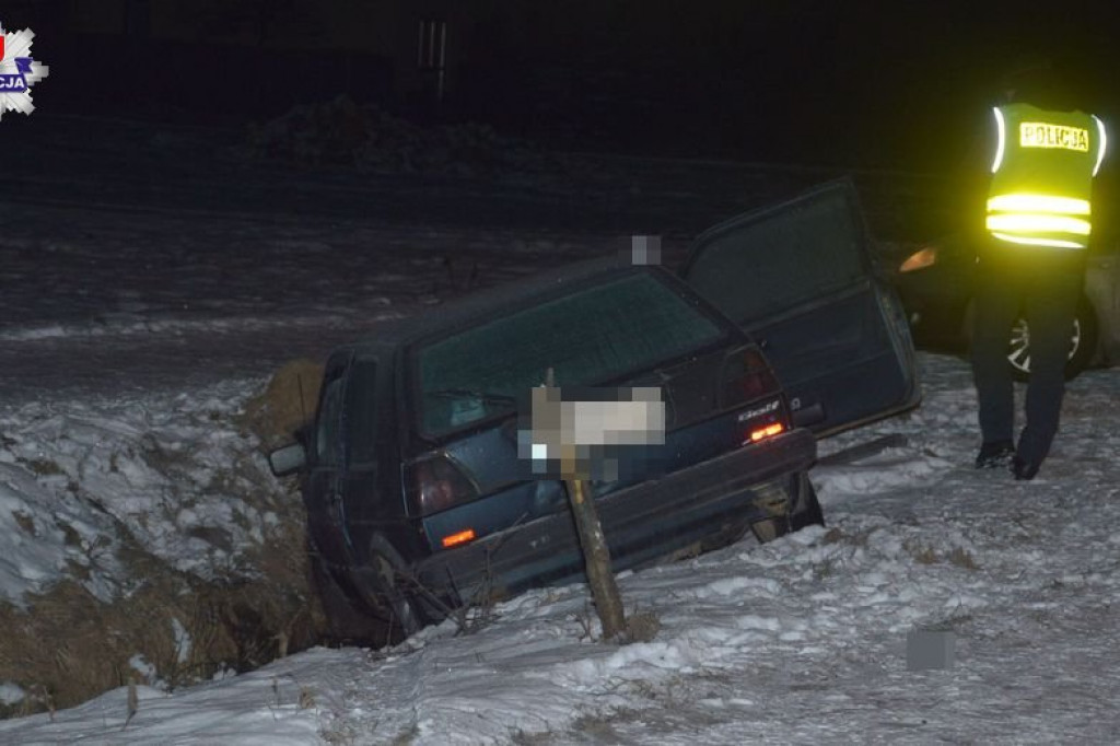 Aleksandrów: Zjechał z drogi i uderzył w skarpę