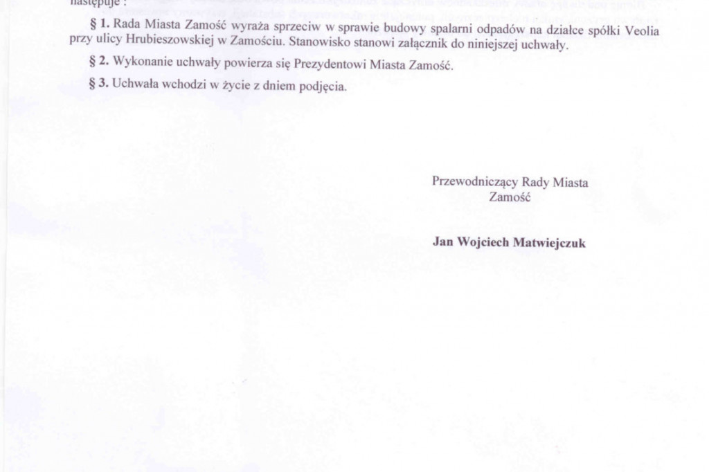 Zamość: Rada Miasta Zamość o budowie spalarni odpadów