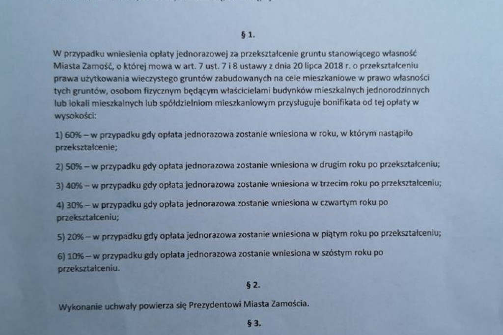 Zamość: Radni ZKO w sprawie bonifikat na przekształcenie użytkowania wieczystego we własność...