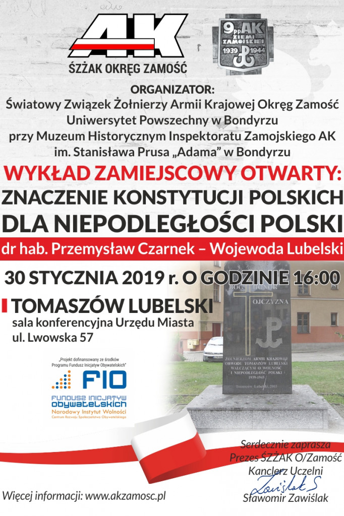 Hrubieszów/Tomaszów Lub.: Wojewoda Lubelski - dr hab. Przemysław Czarnek wygłosi wykład