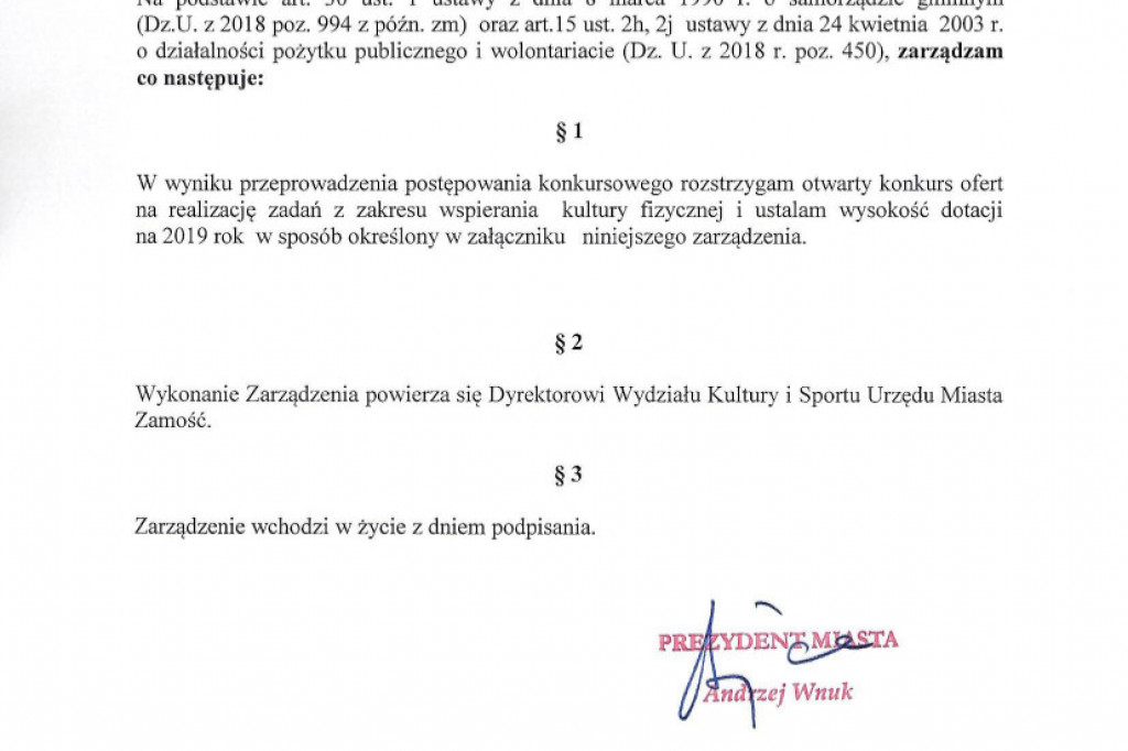 Zamość: Kasa na sport podzielona