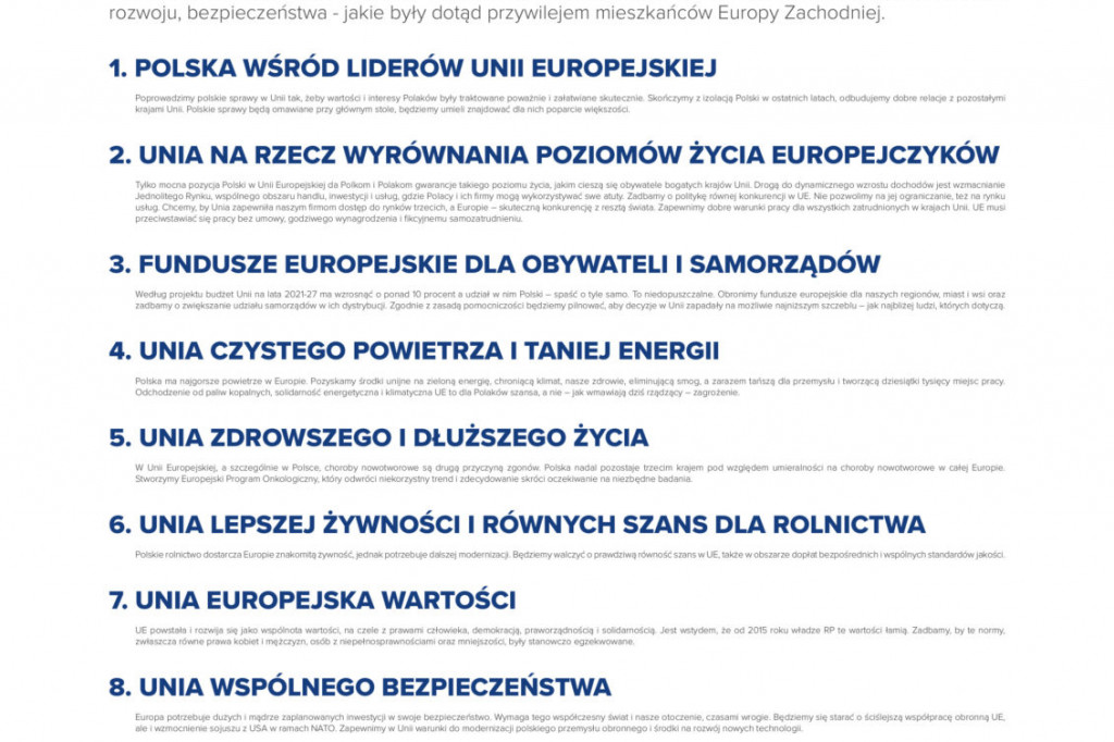 [WYBORY DO PE]: Deklaracja Koalicji Europejskiej - 15 lat w UE
