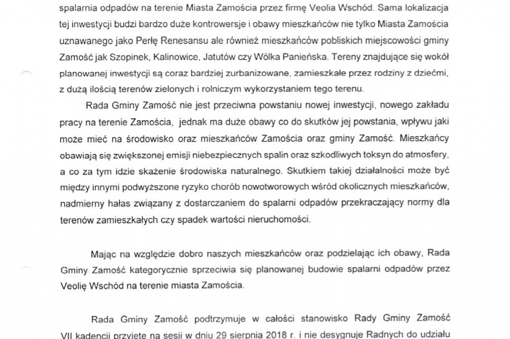 Gmina Zamość nie dołączy do rady społecznej