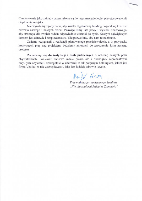 Nie dla spalarni śmieci w Zamościu