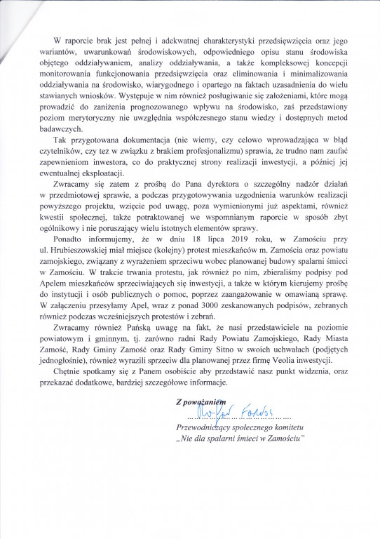 Nie dla spalarni śmieci w Zamościu
