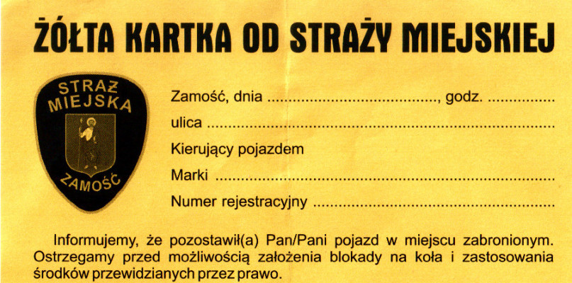 Żółte kartki za złe parkowanie