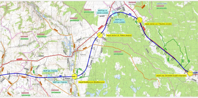 Ekspresówka Janów Lubelski- Kraśnik- mapa, źródło GDDKiA Lublin