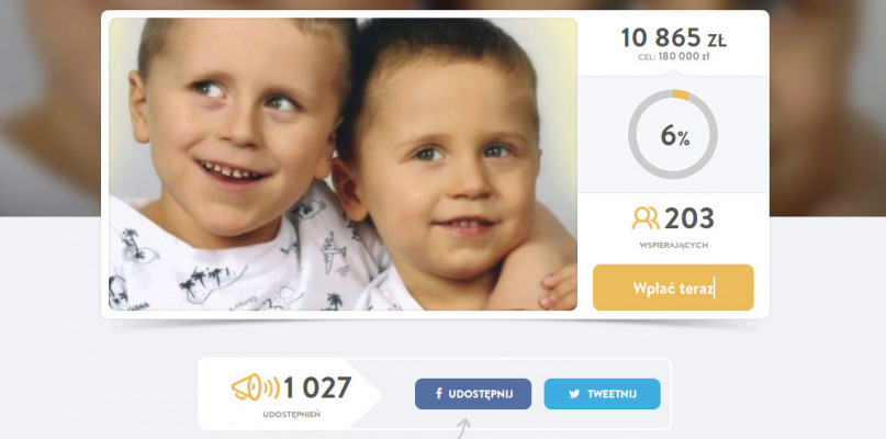 zrzut strony zbiórki na pomagam.pl *stan na 15 stycznia 2019