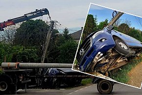 Bus wypadł z drogi i uderzył w słup. Dziewięć osób w pojeździe-364096