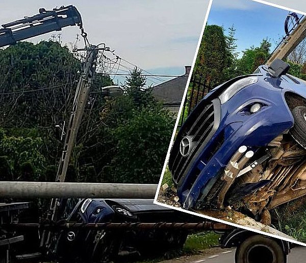 Bus wypadł z drogi i uderzył w słup. Dziewięć osób w pojeździe-364096