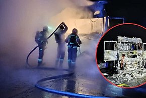 Płonęły ciężarówki i kombajn. Noc grozy-368373