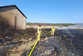 Pożar traw w Żdanowie. Ogień zbliżał się do zabudowań