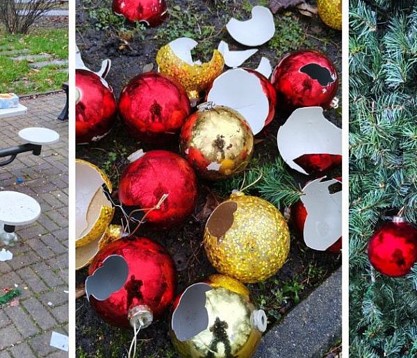 Świąteczna dekoracja zniszczona przez wandali-368514