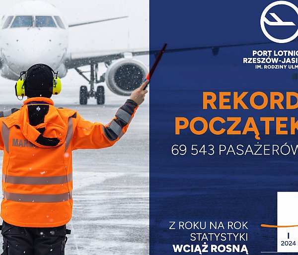 Podkarpackie/ Lotnisko w Jasionce: 70 tys. pasażerów w styczniu