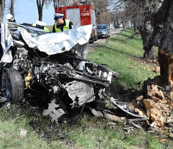 Powiat krasnostawski: 50-letni kierowca ranny po uderzeniu w drzewo