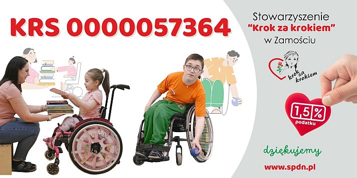 Przekaż 1,5% dla „Krok za krokiem” w Zamościu