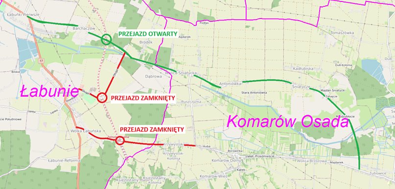 Zmiana organizacji ruchu w Gminie Łabunie i Komarów