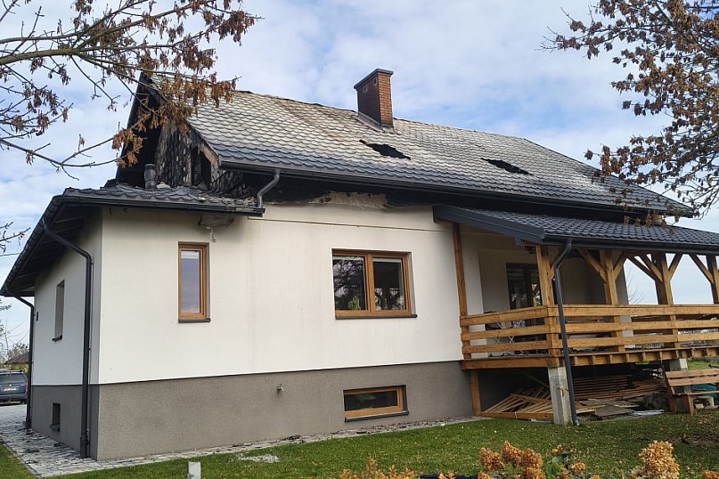 Pożar domu w Białobrzegach