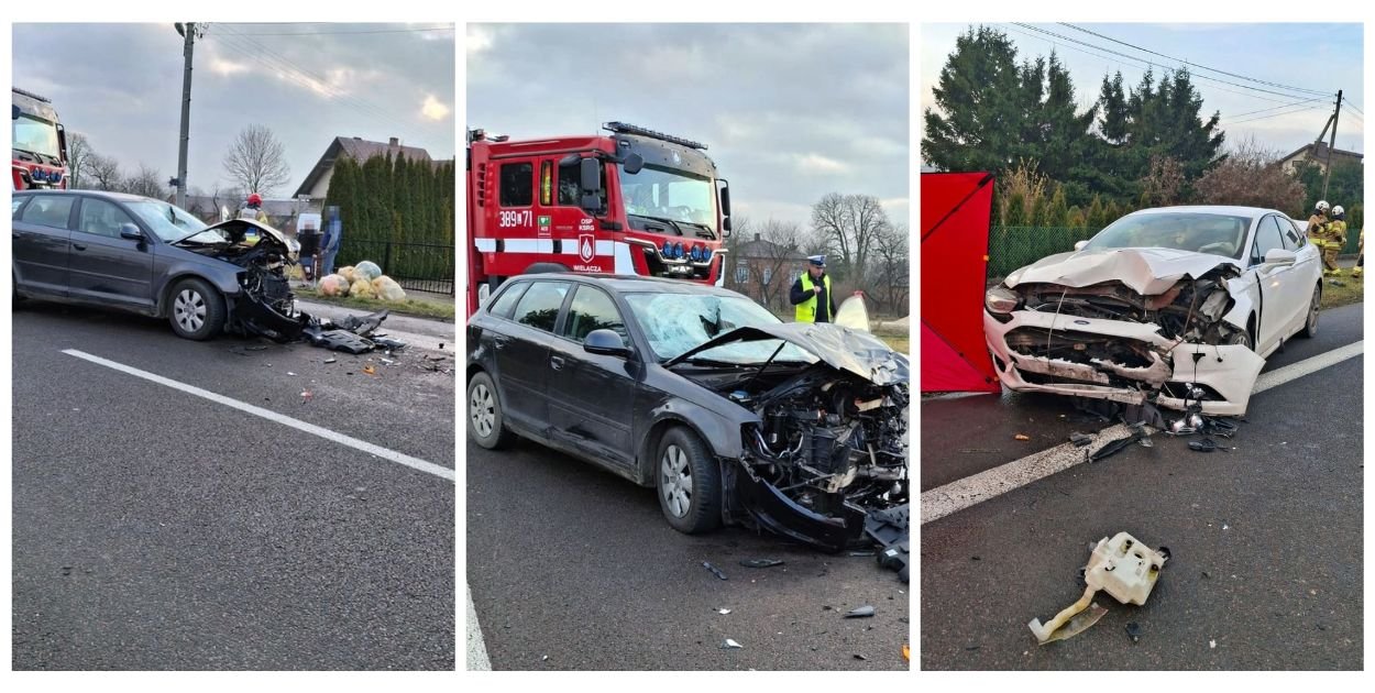 Rozbite auta po tragicznym wypadku w Wielączy/Foto: KMP Zamość