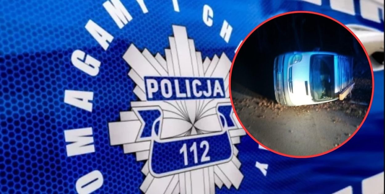 Nietrzeźwy kierowca busa dachował w Tuczępach/Foto: KMP Zamość